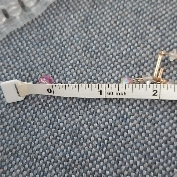 Vtg. Pink and White AB Crystal Choker necklace Hand Crafted - Picture 5 of 5